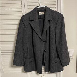 Vintage Givenchy En Plus Gray Pinstripe Blazer Size 16W Structured Career Jacket